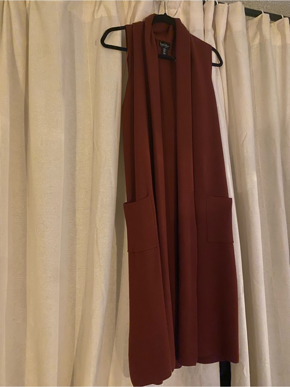Sleeveless Long Vest in Deep Burgundy